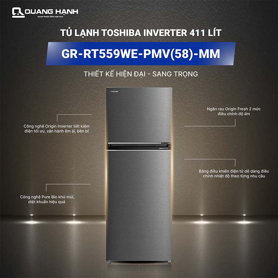 Tủ lạnh Toshiba Inverter 411 lít GR-RT559WE-PMV(58)-MM QH242989 1